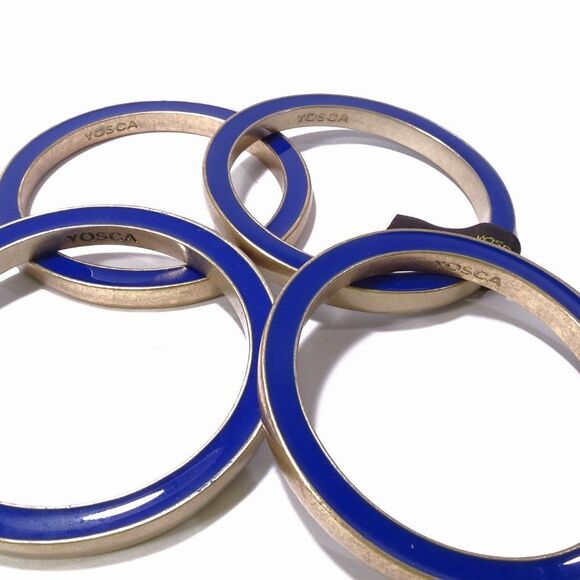 Gerard Yosca Enamel Brass two Way Bangle Bracelet NWOT 150 BLUE BRASS - Picture 10 of 15